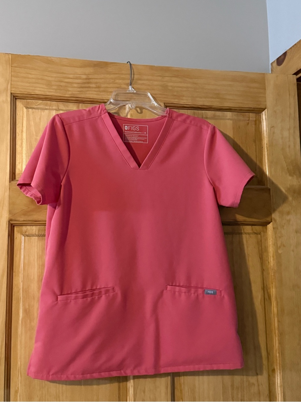 FIGS Women's V-Neck Tunic Top in Pulmonary Pink